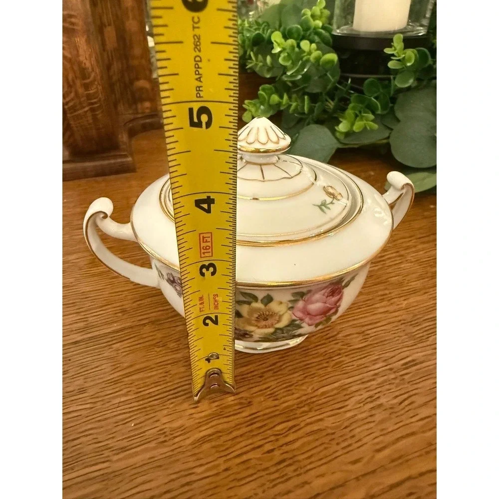 Pirkenhammer PIR4 Creamer Sugar Bowl Lid Floral Gold Czechoslovakia China